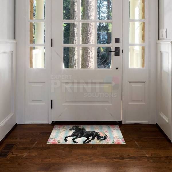 Beautiful Black Horse and Roses #2 Floor Sticker