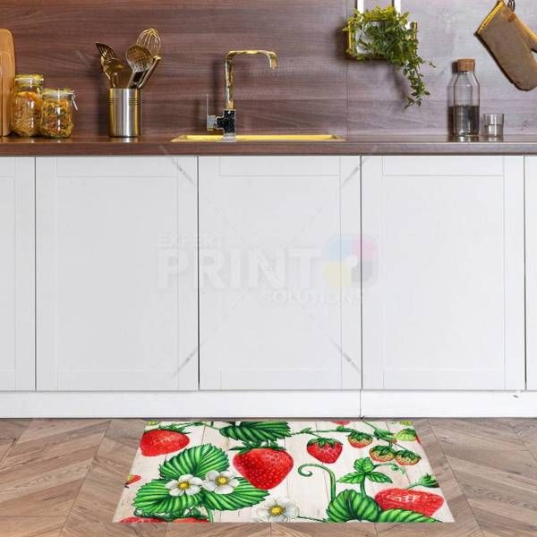 Strawberries on Wood Pattern Floor Sticker