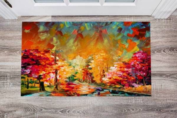 Colorful Autumn Lake Floor Sticker