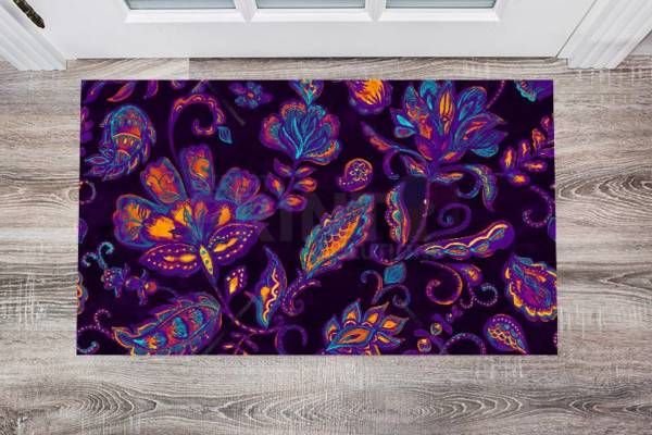 Bohemian Folk Art Paisley and Tulips Pattern #1 Floor Sticker