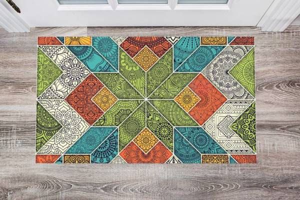 Bohemian Folk Art Ethnic Mandala Patchwork Pattern Floor Sticker