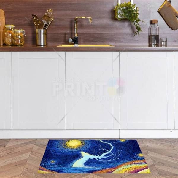 Abstract Moonlight Deer Floor Sticker
