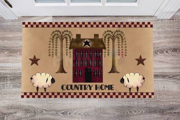 Primitive Country Home and Sheep Floor Sticker