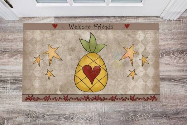 Welcome Friends Pinapple Floor Sticker