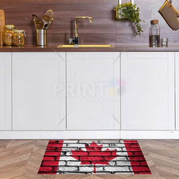 Canadian Flag on Bricks Floor Sticker