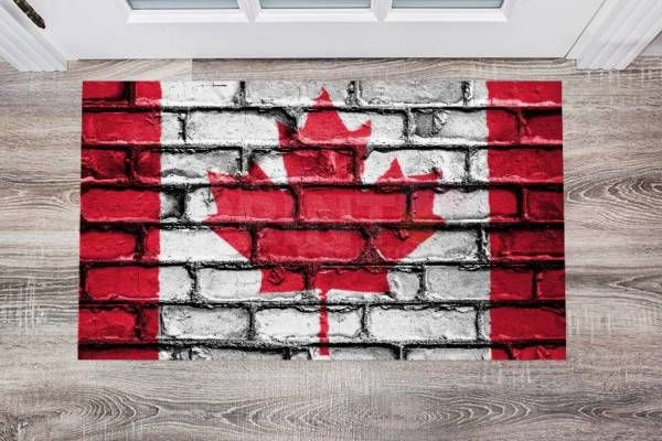 Canadian Flag on Bricks Floor Sticker