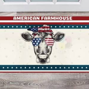 American Cow in Sunglasses Floor Sticker