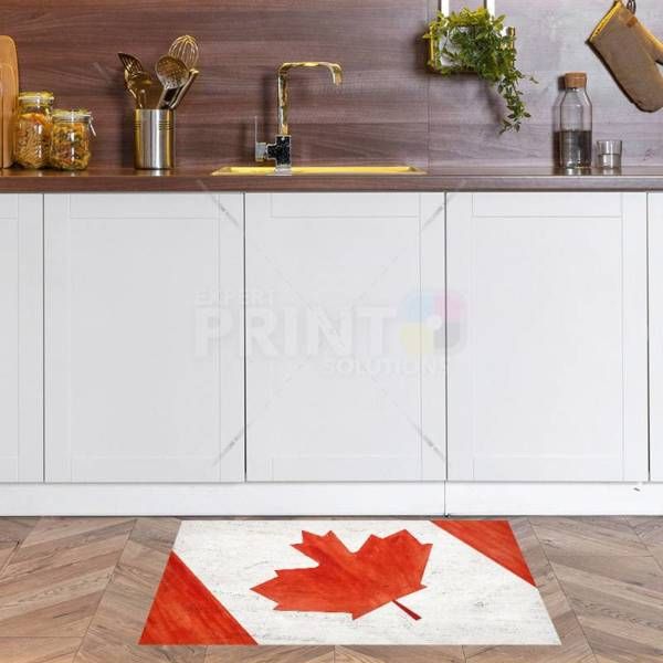 Canadian Flag on Wood Design #1 Floor Sticker