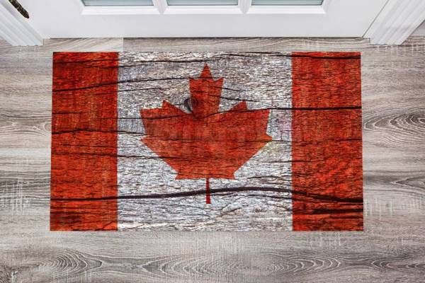 Canadian Flag on Wood Design #2 Floor Sticker