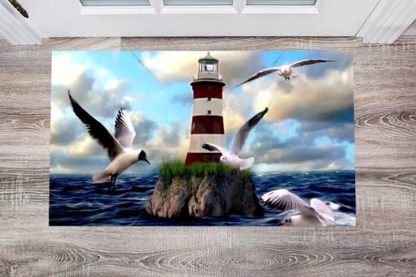 Seagulls and a Lighthouse Floor Sticker