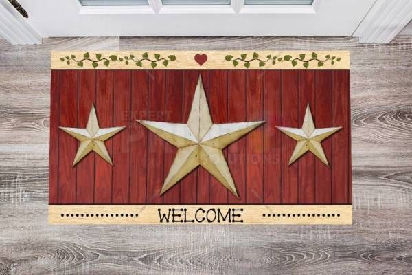 Primitive Country Folk Barn Star #3 - Welcome Floor Sticker