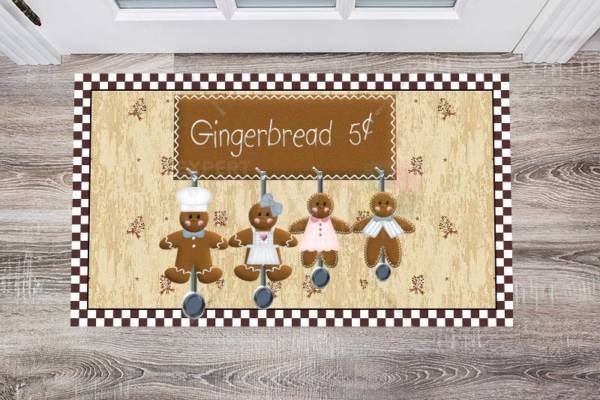 Primitive Country Folk Design #11 - Gingerbread 5c Floor Sticker
