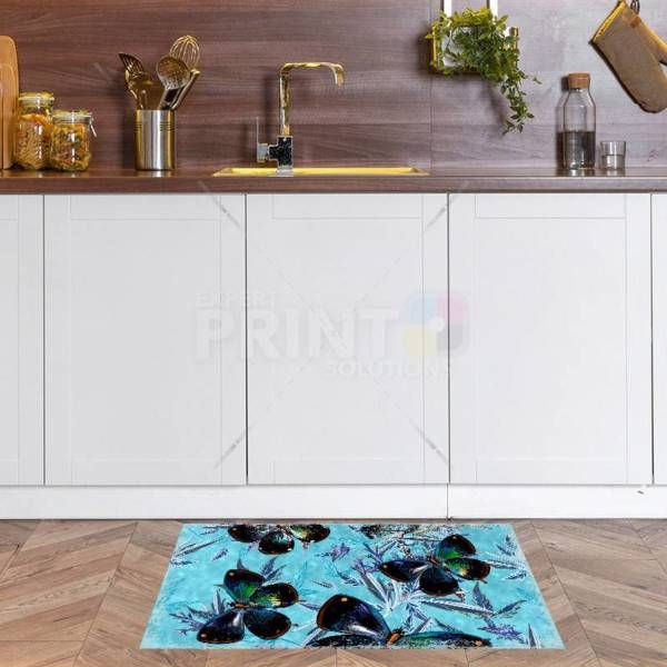 Dark Butterflies on Flowers Floor Sticker