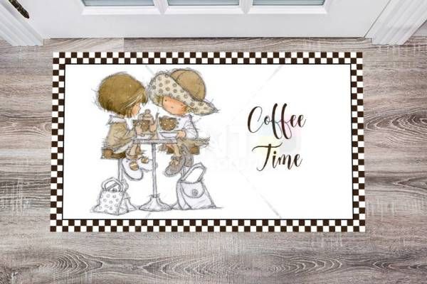 Coffee Time in a Bistro Floor Sticker