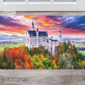 Fairytale Neuschwanstein Castle in the Sunset Floor Sticker
