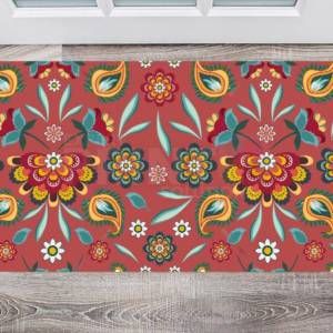 Bohemian Folk Batik Ethnic Flowers #4 Floor Sticker