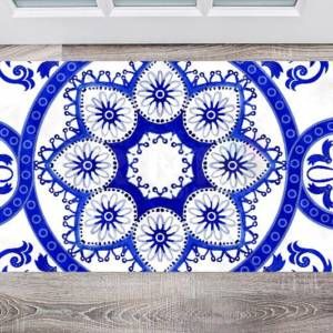 Bohemian Folk Art Ethnic Blue Mandala Design #2 Floor Sticker