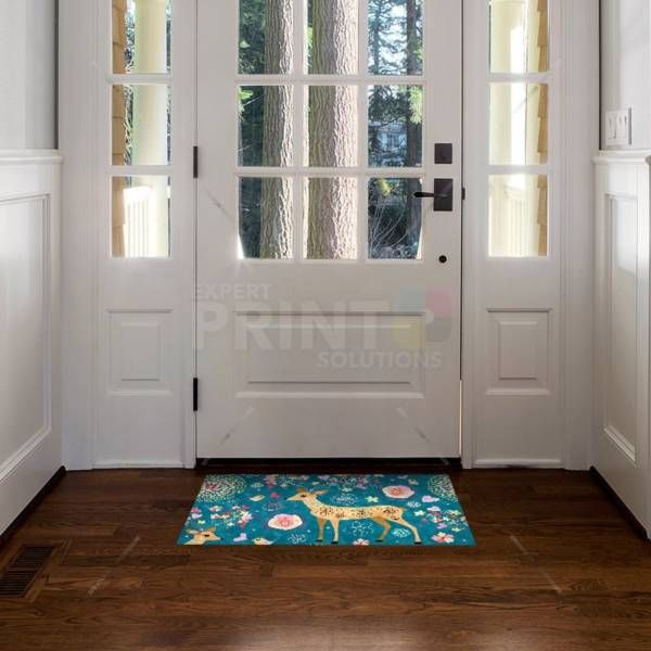 Bohemian Folk Art Ethnic Deer and Flowers Design Floor Sticker