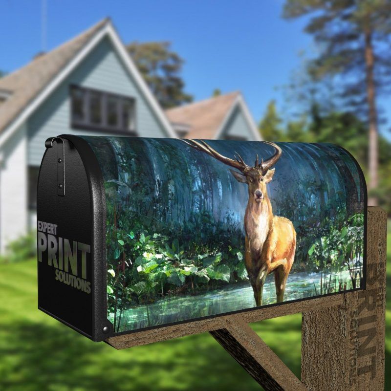 Deer in a Little Pond Decorative Curbside Farm Mailbox Cover