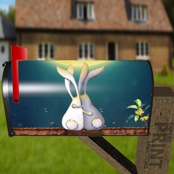 Loving Bunny Couple - Home, Where Our Story Begins Decorative Curbside Farm Mailbox Cover