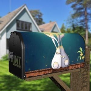 Loving Bunny Couple - Home, Where Our Story Begins Decorative Curbside Farm Mailbox Cover