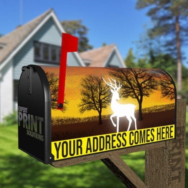 Glowing White Deer Decorative Curbside Farm Mailbox Cover