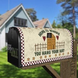 Prim Country Saltbox House #3 - Home is Where You Hang Your Hat Decorative Curbside Farm Mailbox Cover