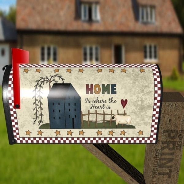 Prim Country Saltbox House #2 - Home is Where the Heart is Decorative Curbside Farm Mailbox Cover