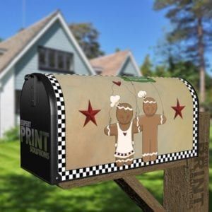 Cute Primitive Country Gingerbread Man Couple #3 - Fresh Baked Gingerbread Decorative Curbside Farm Mailbox Cover