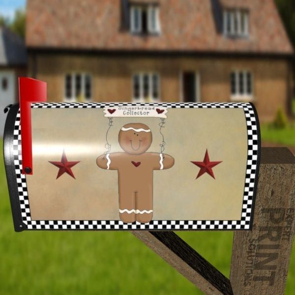 Cute Primitive Country Gingerbread Man #3 - Gingerbread Collector Decorative Curbside Farm Mailbox Cover