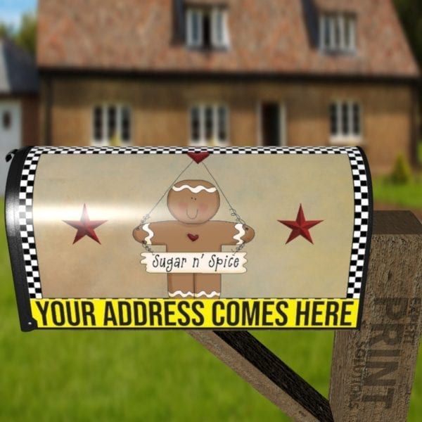 Cute Primitive Country Gingerbread Man #1 - Sugar n' Spice Decorative Curbside Farm Mailbox Cover