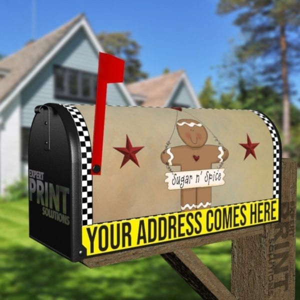 Cute Primitive Country Gingerbread Man #1 - Sugar n' Spice Decorative Curbside Farm Mailbox Cover