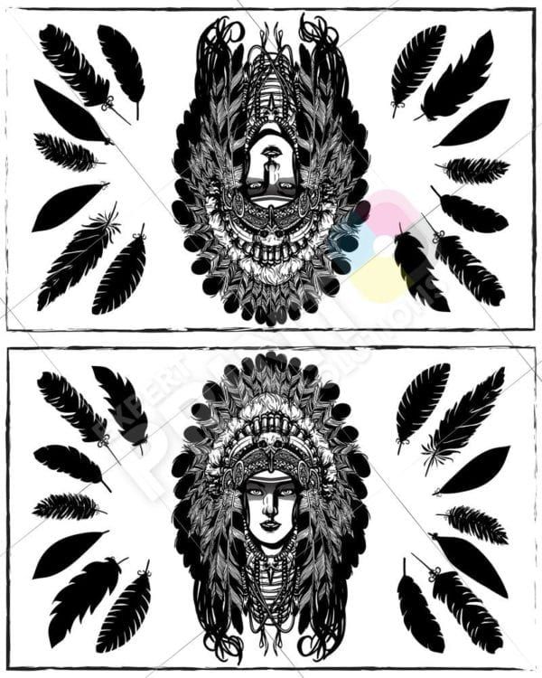 Native Girl in Headdress Decorative Curbside Farm Mailbox Cover