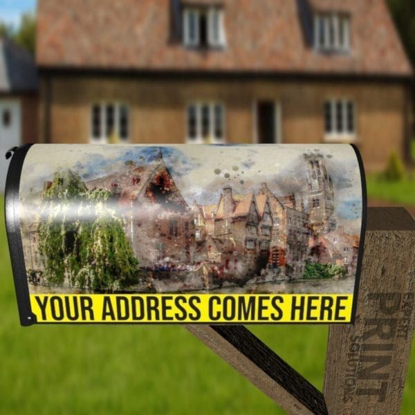 Old Houses Beside a Canal Decorative Curbside Farm Mailbox Cover