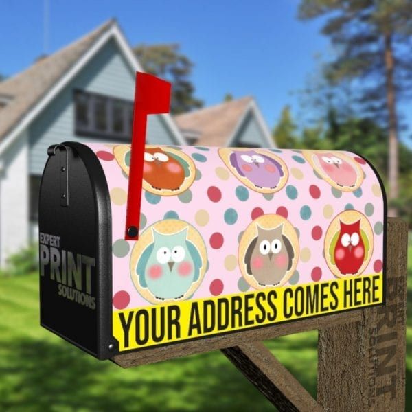 Dotty Owls Decorative Curbside Farm Mailbox Cover