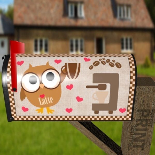 Coffee Lover Owl #13 - Latte Decorative Curbside Farm Mailbox Cover