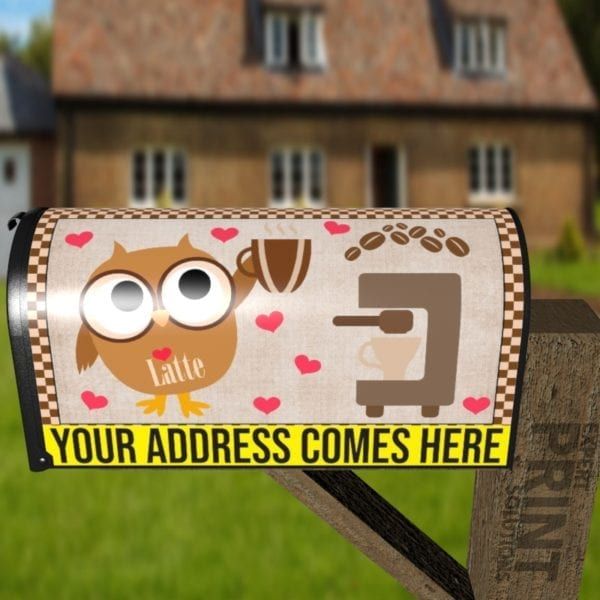 Coffee Lover Owl #13 - Latte Decorative Curbside Farm Mailbox Cover