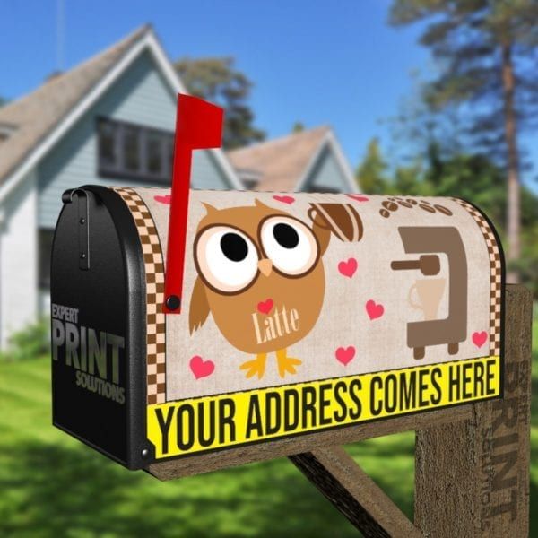 Coffee Lover Owl #13 - Latte Decorative Curbside Farm Mailbox Cover