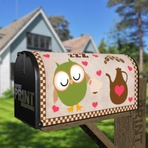 Coffee Lover Owl #12 - Wake Me Up When The Coffee Is Ready Decorative Curbside Farm Mailbox Cover