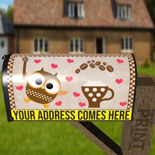 Coffee Lover Owl #5 - I Heart Coffee Decorative Curbside Farm Mailbox Cover