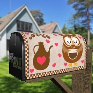 Coffee Lover Owl #4 Decorative Curbside Farm Mailbox Cover