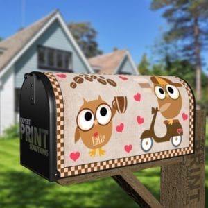 Coffee Lover Owl #2 Decorative Curbside Farm Mailbox Cover