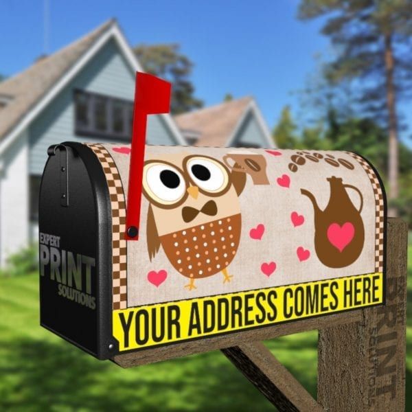 Coffee Lover Owl #1 - A Yawn Is A Silent Scream For Coffee Decorative Curbside Farm Mailbox Cover