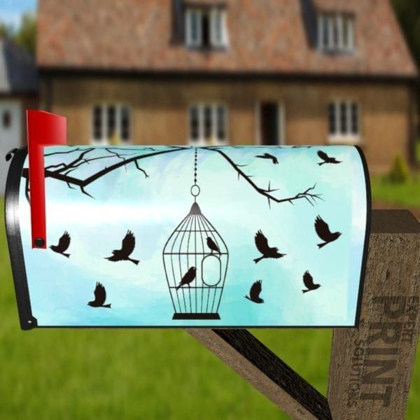 Birds and Bird Cage - Welcome Decorative Curbside Farm Mailbox Cover
