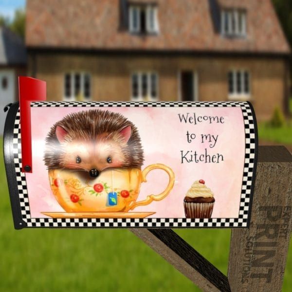 Welcome to my Kitchen Cute Hedgehog Decorative Curbside Farm Mailbox Cover