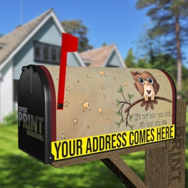 Cute Wise Owl - It's not how you look it's how you see Decorative Curbside Farm Mailbox Cover