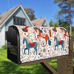 Bohemian Folk Art Horse Decorative Curbside Farm Mailbox Cover