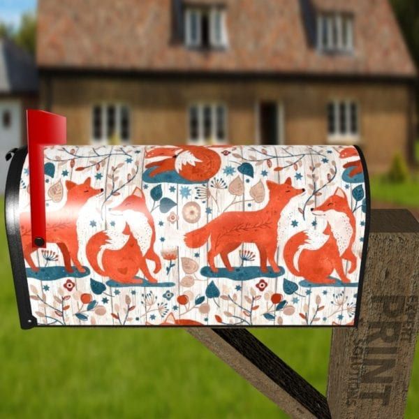 Bohemian Folk Art Fox Decorative Curbside Farm Mailbox Cover