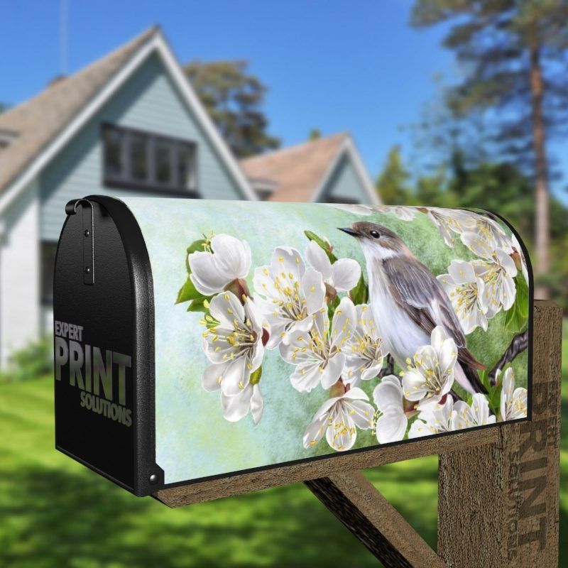 Little Bird on a Blossoming Tree Decorative Curbside Farm Mailbox Cover