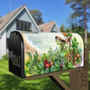 Little Sparrow on a Dog-Rose Bush Decorative Curbside Farm Mailbox Cover